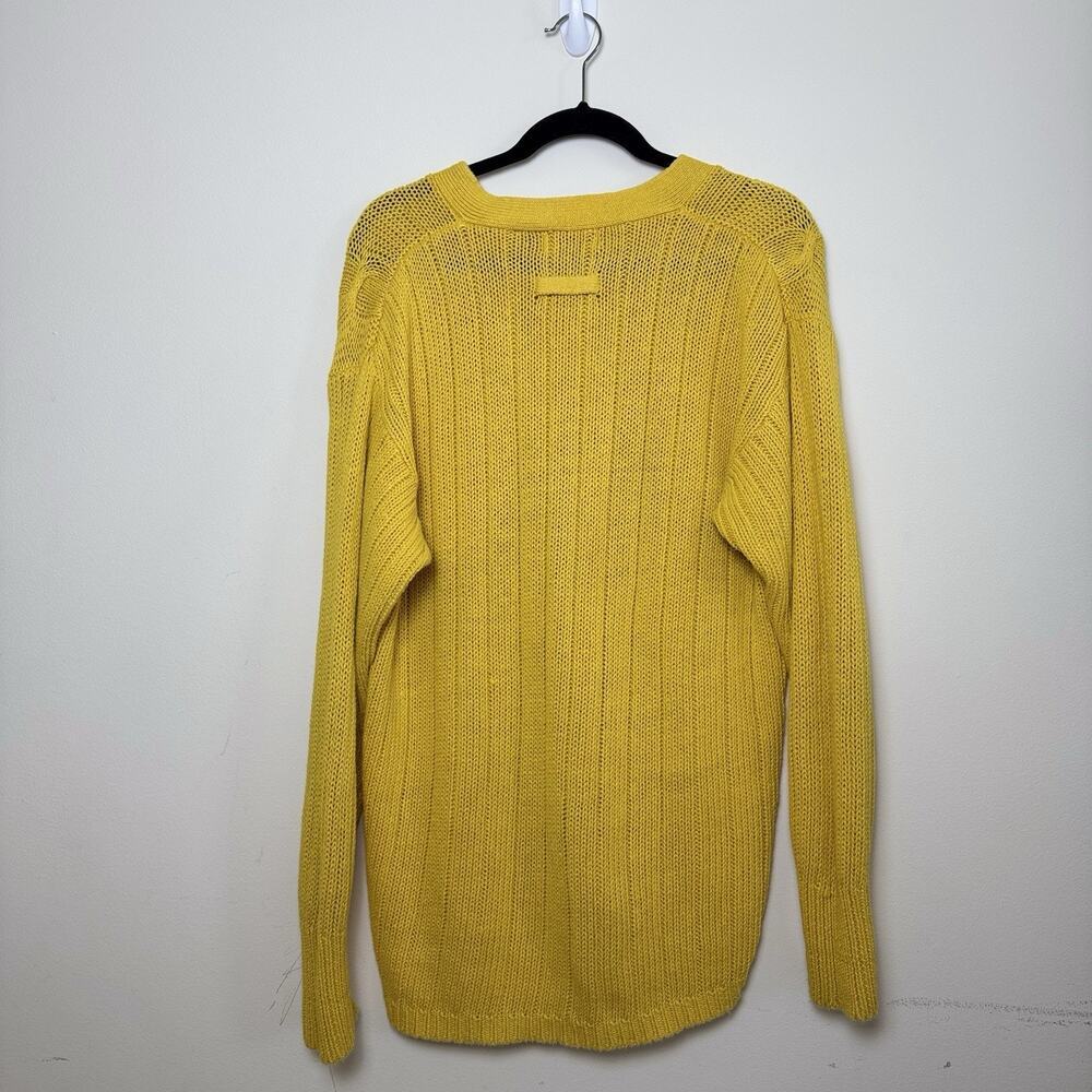 Adrianna Papell Vintage Cable-Knit V-Neck Sweater Yellow Size Medium Casual - Picture 3 of 3